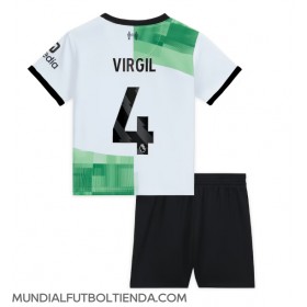 Camiseta Liverpool Virgil van Dijk #4 Segunda Equipación Replica 2023-24 para niños mangas cortas (+ Pantalones cortos)